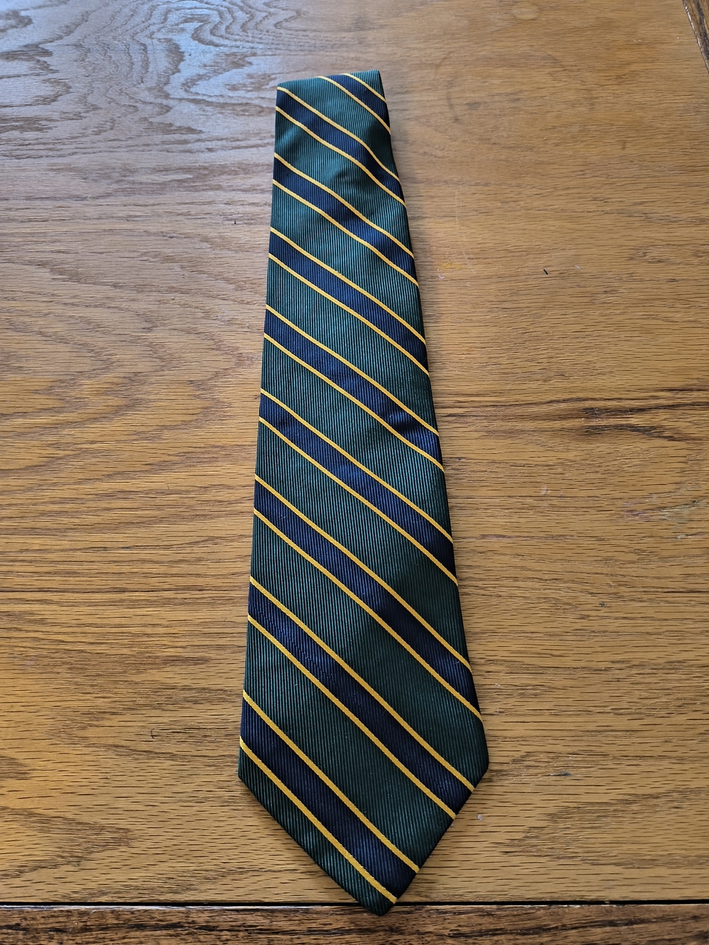Brooks Brothers Makers Silk Green & Navy Stripped Tie